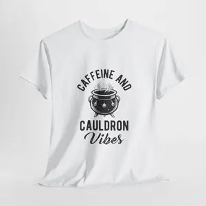 Caffeine and Cauldron Vibes Halloween Unisex T-Shirt