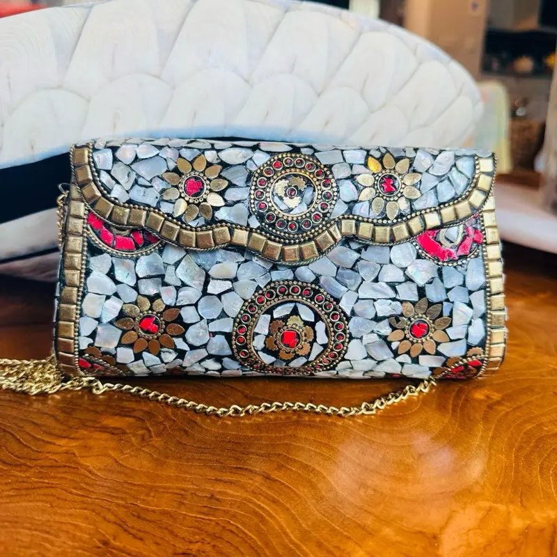 Handpicked Pearl Mosaic Clutch from Jordan | One-of-a-Kind Evening Bag