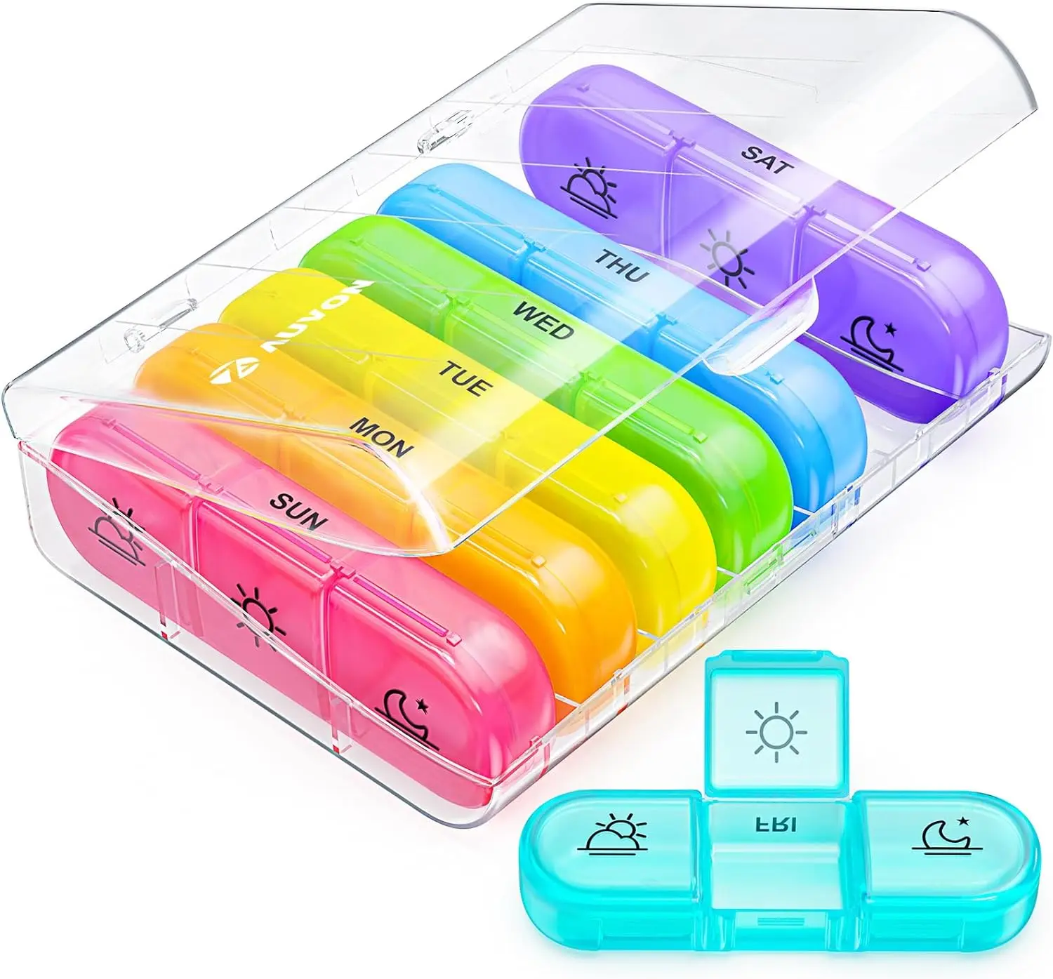 Weekly Pill Organizer 3 Times a Day, Large 7 Day Pill Box 3 Times a Day with Separate Container, Portable Pill Case for Medication, Vitamins, Fish Oil and Supplements Healthcare Aid