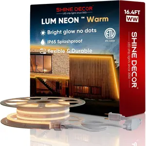 16.4FT/5M LED Neon Strip Lights Waterproof Bright 2500K Warm White Neon Rope Light for Indoor Outdoor