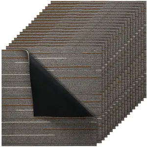 【DealsForYouDays】VEVOR Carpet Tiles Reusable 24x24 inch, 24 PCS Modular Carpet Square Rug, Commercial Floor Soft Padded for Seamless Cover 96sq.ft, Easy DIY for Living Room Bedroom Office Indoor,Dark Brown