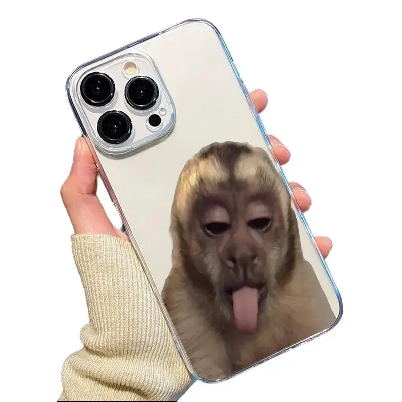 Cute Monkey Pattern Shockproof Protector Phone Case, Total Protection Anti-Drop Casing for iPhone 6-17, PRO, MAX, PLUS, Air, mini, Smartphone Devices Accessories with Screen Protection, Screen Protector