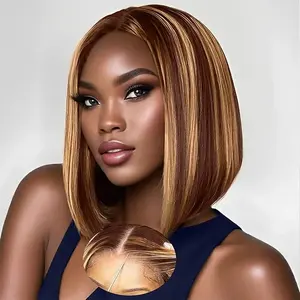 NERUMO 2×6 Wear And Go Glueless Wigs Human Hair Pre Plucked Middle Part Lace Closure Bob Wig 200 Density for Black Women Natural Black Color