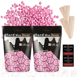 Hard Wax Bean Hair Removal Kit, Large Capacity, Rose Scented, Alcohol-Free, for Body Hair Removal, Suitable for All Skin Types