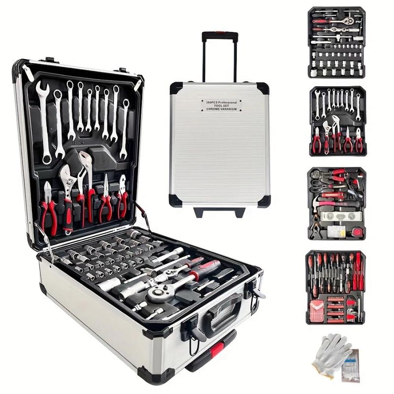 899PCS Large Capacity Metal Hand Toolbox, The Ultimate Home Repair Master Set - Comprehensive Toolbox, With 4 Drawers, General Household Toolkit, Simple And Durable, Auto Repair Repair Tools, No Assembly Required