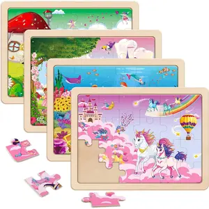 SYNARRY Unicorn Mermaid Princess Fairy Wooden Puzzles for Kids Ages 4-6, 4 Packs 24 PCs Jigsaw Puzzles for Kids, Preschool Toys Gifts for kids, Wood Puzzles for 4 5 6 7 Year Old Girls