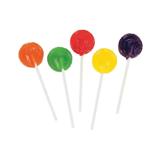 1" x 3" Assorted Fruit Flavors Candy Round Lollipops - 144 Pc.