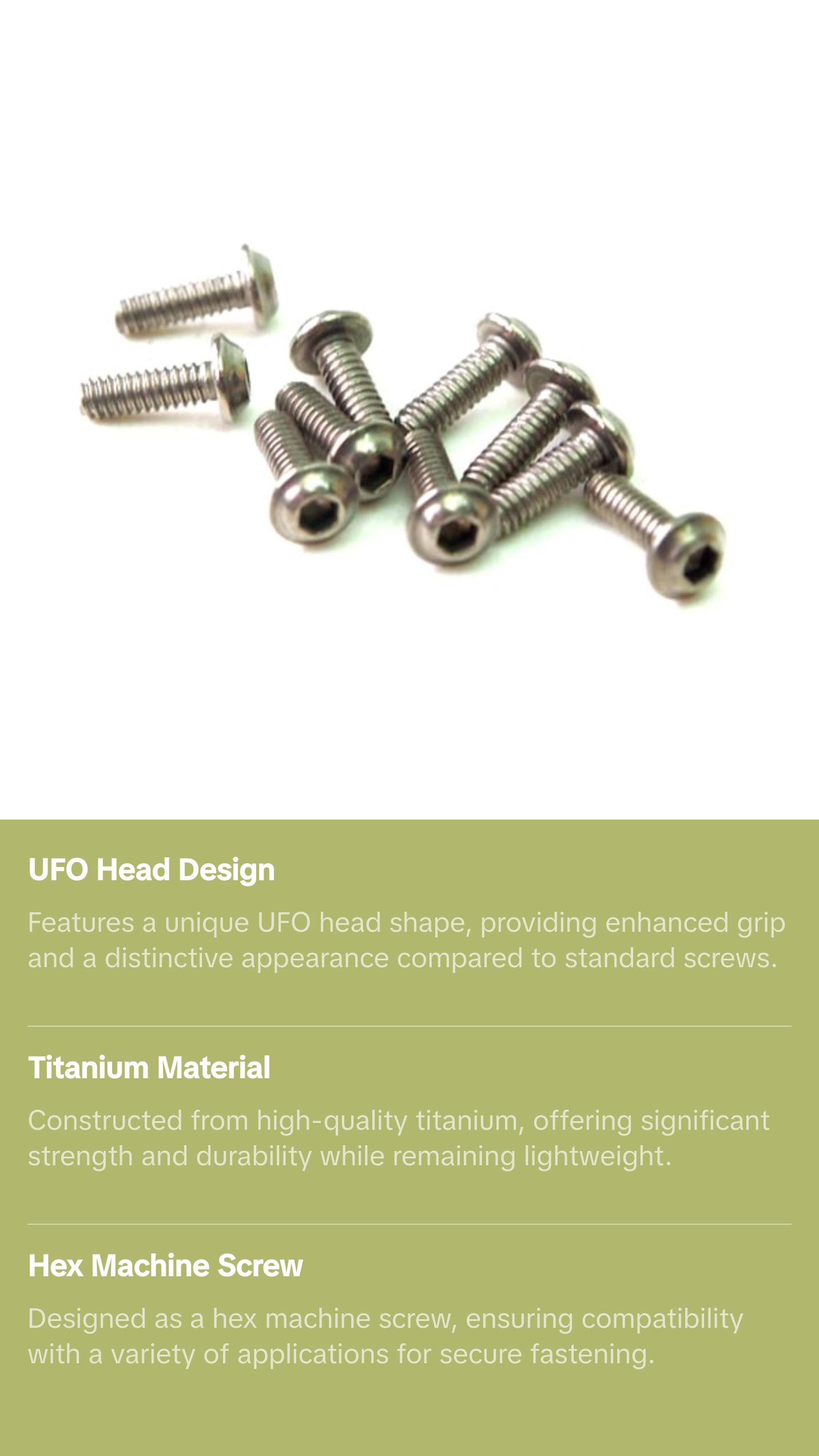 PN Racing M2x6 Titanium UFO Head Hex Machine Screw (10pcs)