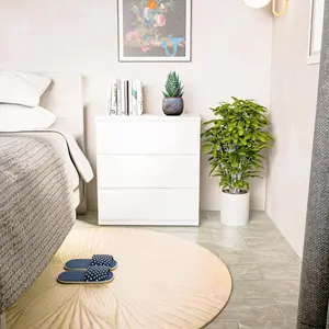 Homy Casa Senna Wooden Floor Cabinet with 3 Drawers, Freestanding Entryway Storage Unit, Side Storage Organizer, Durable Wooden Construction, Waterproof Surface Design Organizing Minimal Apartment Furniture Bedroom Furniture Kd Structure