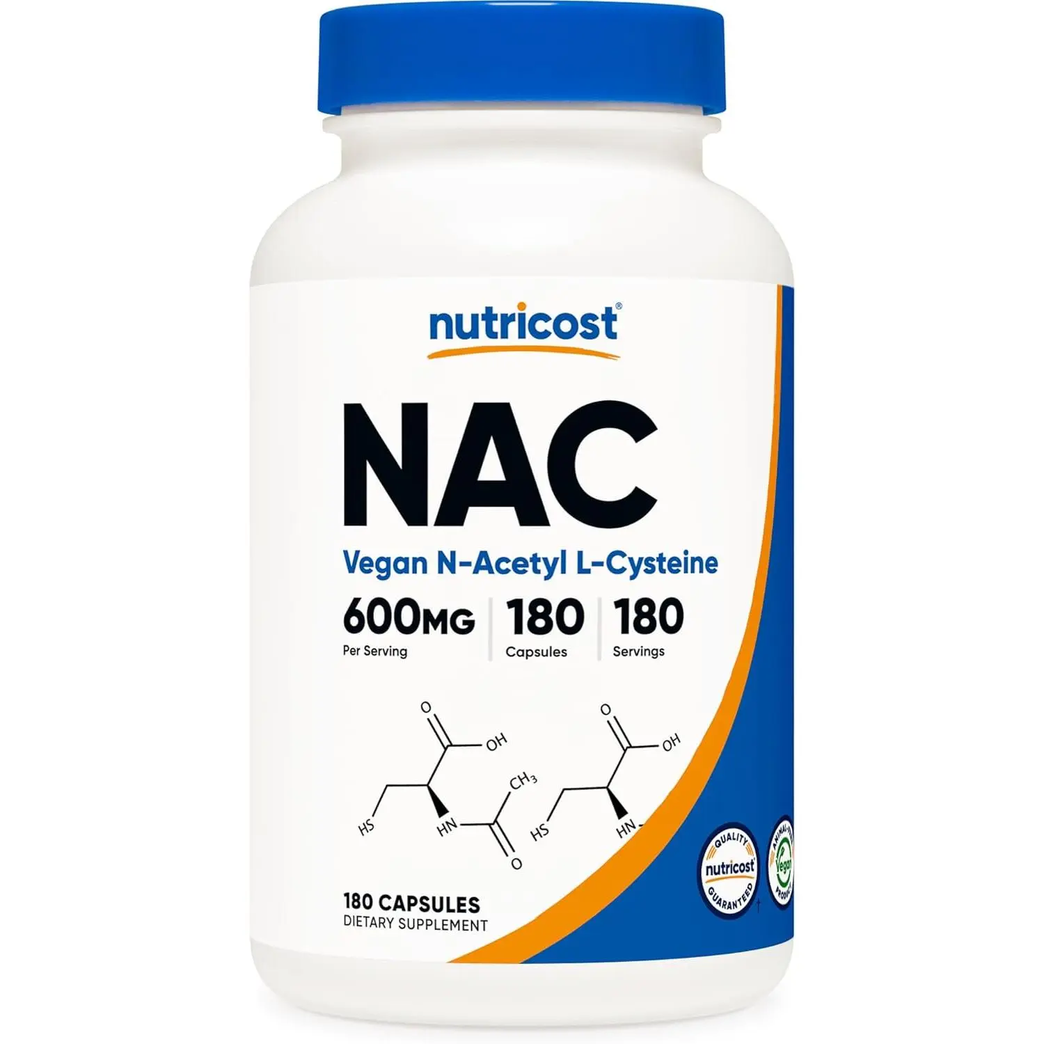 Nutricost N-Acetyl L-Cysteine (NAC) 600mg, 180 Capsules - Non-GMO, Gluten Free Nutricost N-Acetyl L-Cysteine (NAC) 600mg, 180 Capsules - Non-GMO, Gluten Free