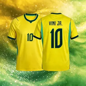 2026 Home And Away Yellow And Blue 10# Neymar 10# Vini JR 11# Raphinha Short Sleeve Soccer Jersey Fans Version