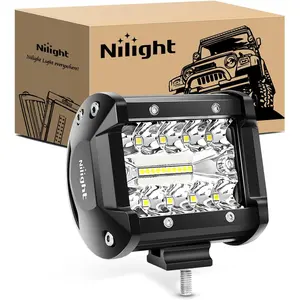 Nilight Led Pods 4Inch 60W Flood Spot Combo Off Road Driving Fog Light Bar Work Lighting for Truck Tractor Pickup Boat SUV ATV UTV 4WD Car 4x4 Van Camper Motorcycle Dirt Bike Golf Cart 12V 24V