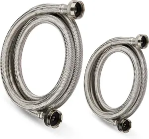 Washing Machine Hoses 4ft, 2 Pack Braided Stainless Steel Washer Hoses, Hot and Cold Washer  Line, Universal Flexible Laundry Machine Hose for  Washing Machine