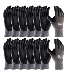 12 Pairs MaxiFlex Ultimate Foam Nitrile Palm Coated Gloves - Enhanced Grip & Snug Fit for Smooth Cleaning Hand Protection. Ideal for Precision Work