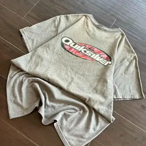 Vintage Quiksilver Surfwear Grey T-Shirt, Unisex Crewneck Shirt for Men and Women, Casual Graphic Cotton Tee for Daily Wear, USA-Made & Printed Apparel	