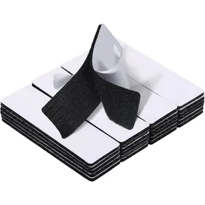 20 Sets 1x4 Inch Hook and Loop Fastener Strips with Adhesive Heavy Duty Double Sided Sticky Picture  Wall Mounting Tape for  and Office Use, Black