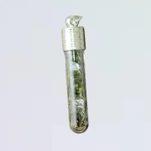 Messy Awakening Moldavite or Moldavite with Herkimer Diamond Quartz Vial Pendant - Third Eye Chakra and Self-Healing Crystals