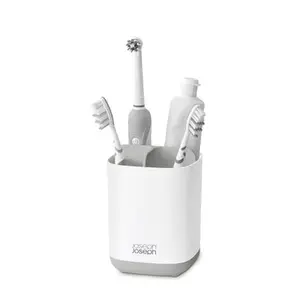 Joseph Joseph Easy-Store - Compact Toothbrush Holder Caddy Bathroom Storage , Grey/White, Regular