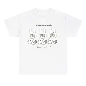 Wave To Earth Mofusand Cat Shirt New T shirt Vintage All Sizes Casual Crewneck Shortsleeve Menswear T-Shirt