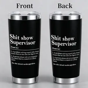 “Shit show Supervisor”Sarcastic Workplace Humor Design 20oz Stainless Steel Cup,Thermos Cup with Lid ,Reusable Drinking Cup, High-Quality Water Bottle for Iced Coffee, Beer, Juice, Milk, Cold Drinks, Fashionable, Perfect Gift for Coffee Lovers, Friend,