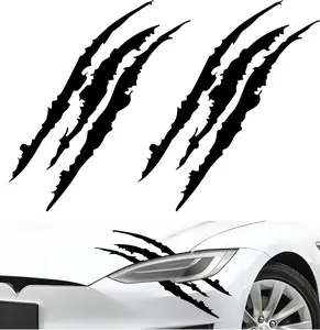 2 count Claw Mark  for , Headlight Sticker  Vinyl Stripes Scratch Decal, Monster Claw Scratch Mark Sticker  Exterior Decor for SUV Pickup  (Black)