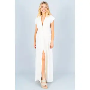 Embroidered Maxi Dress with Split