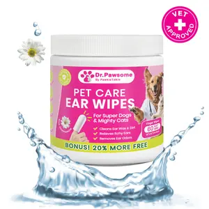 Dr. Pawsome Pet Care Ear Finger Wipes for Sensitive Skin - Natural Formula to remove ear wax and odor