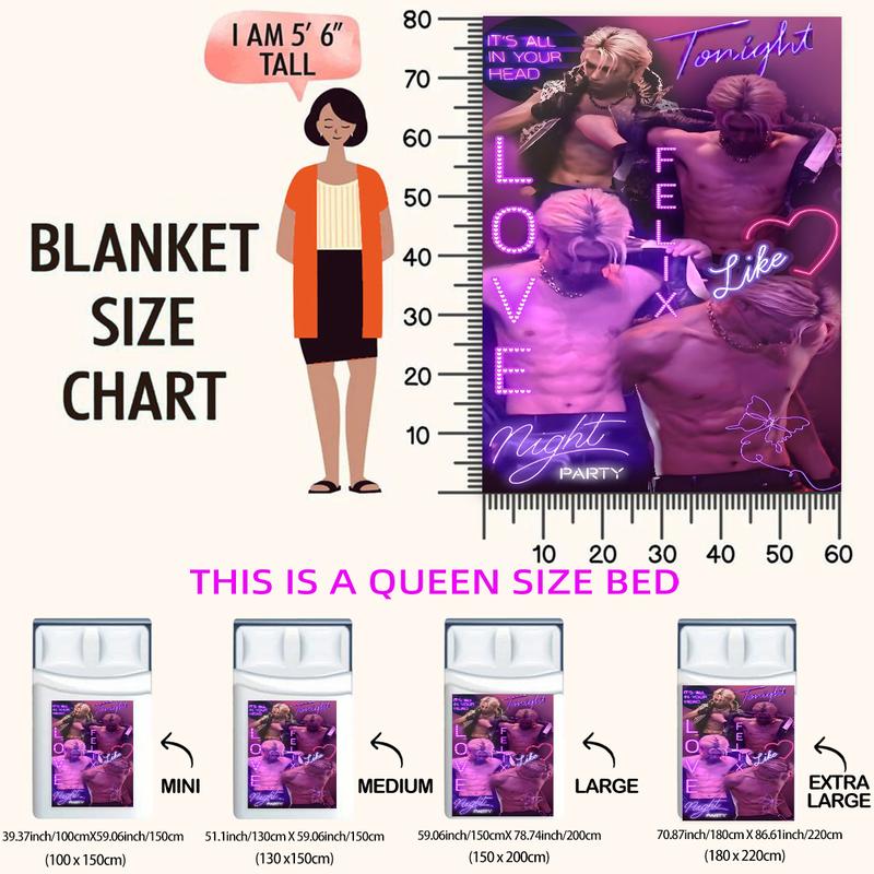 Neon Idol Felix Flannel Blanket, Soft Skin-Friendly Warmth, Perfect Gift for Fans, Home & Dorm Decor, Trendy Design