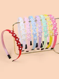 Elegant Floral Imitation Pearl Hairbands Set, 4-Piece Sparkling Design for Girls, Perfect Daily Accessory for Stylish Headband Set