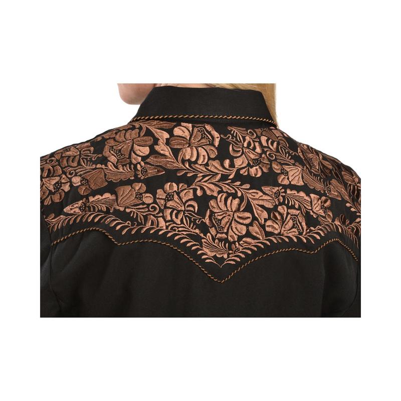 Scully Women's Floral Embroidered Western Shirt - Pl-654Wh