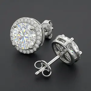 AAAAA Cubic Zirconia Halo Stud Earrings for Women, Sparkly Rhodium Plated Round Brilliant Simulated Diamond Earrings with Box, Perfect Gift for Her on Christmas, Mother’s Day, Valentine’s Day, Anniversary (Graduated Sizes 0.3CT-2CT)