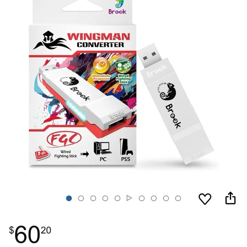 Brook Wingman FGC Converter - Arcade Joystick Converter for PS5, Supports Street Fighter 6 & Tekken 8, Wired Connection