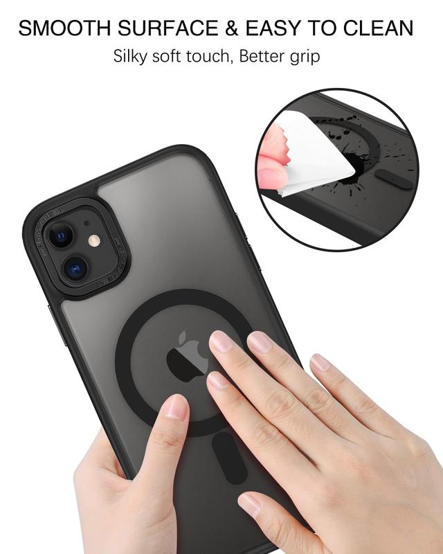 iPhone 11 Phone Case, Phone case for iPhone 11 Magnetic Case [Compatible with Mag Safe] Translucent Matte Slim Shockproof Anti-Fingerprint Protective Cover for iPhone 11 6.1’’ Black