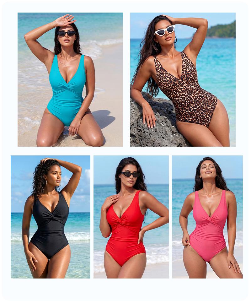 [Size Up for Best Fit] Lilylove Front Twist Ruched Tummy Control Hourglass Illusion Extra Snatching Shaping Swimsuit #SummerVibes -  Plus Size Friendly Sculpting One Piece SwimWeek
