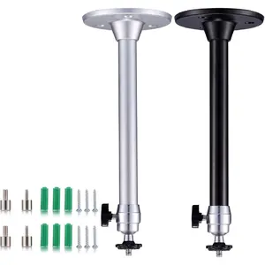 2 Pack Mini Ceiling Projector Mount Set, Adjustable Drop Ceiling Wall Projector Mounts Tubes with 360 Degrees Rotatable Heads, 3 Sizes of Mounting Heads and Screws Accessory