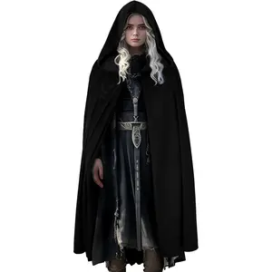 Renaissance Hooded Cloak Halloween Costume, Medieval Cosplay Wizard Witch Cape Black Clothes Womenswear ComfortTikTokShopBlackFriday