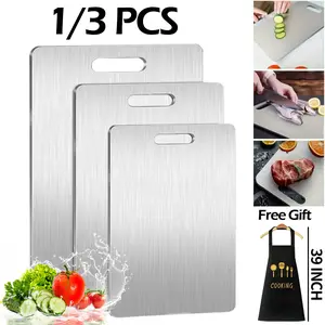 1/3 PCS Stainless Steel Cutting Boards Set, Comes With Apron,Kitchen Cutting Board, Easy To Clean, Kitchen-Ready, Space-Saving, Rust-Resistant, Halloween And Christmas Gifts