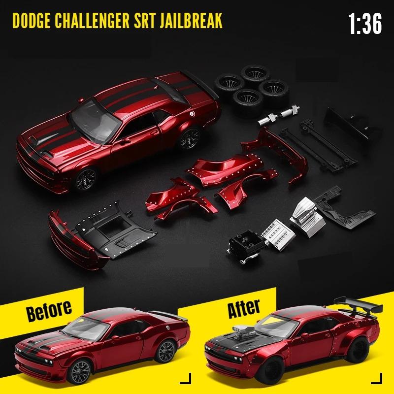 1/36 Dodge Challenger SRT Hellcat Jailbreak Assembled Modified Toy Car Model Diecast Alloy Miniature Free Wheels Collection Gift