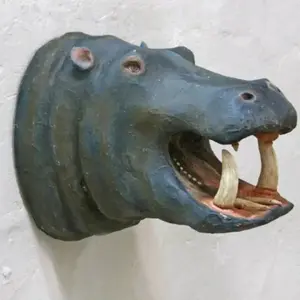 Hippo Wall Mount Paper Mache Hanging Decor