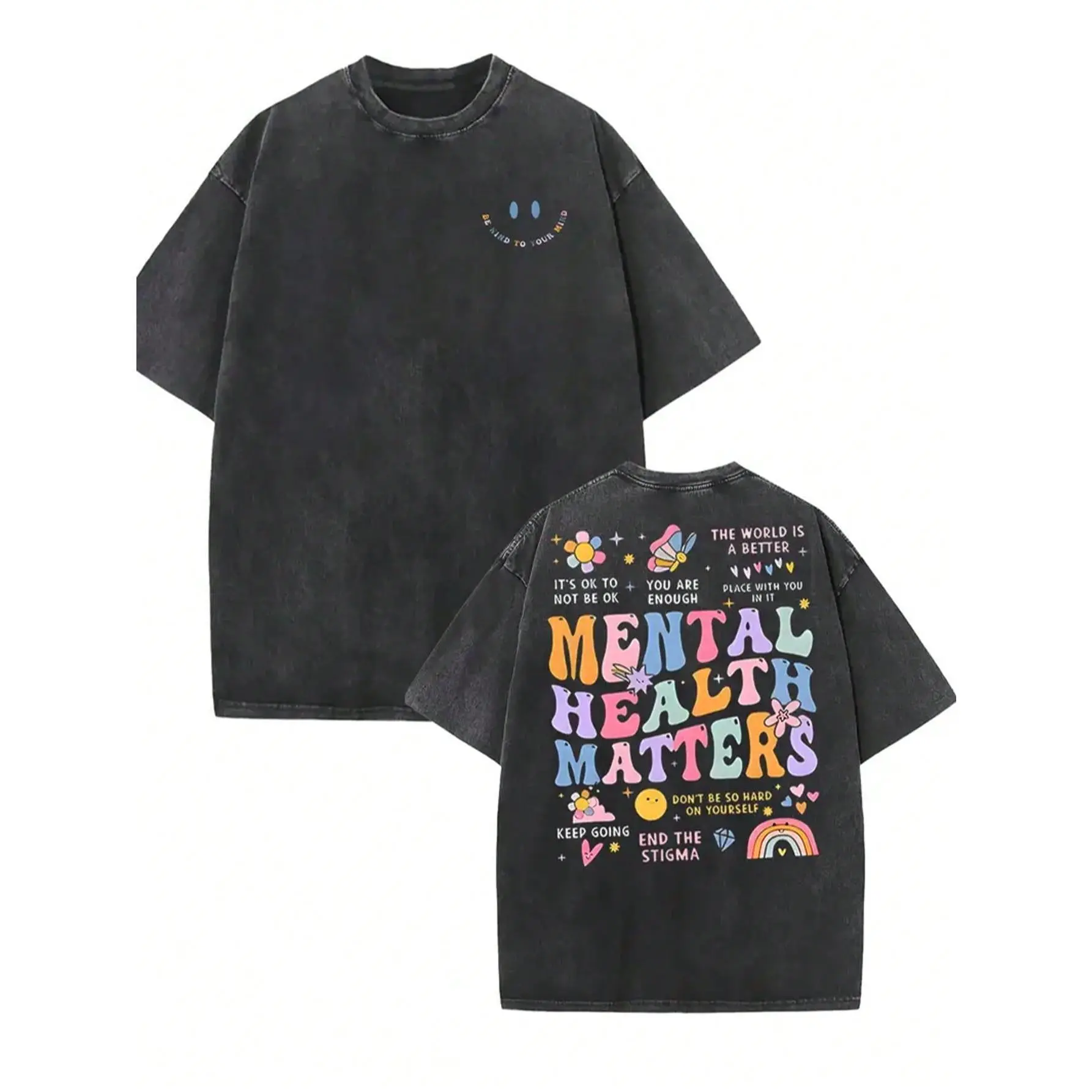 Mental wellness matters tee | 230g organic batik cotton | self-care essential & therapy-approved streetwear | mindful movement summer staple