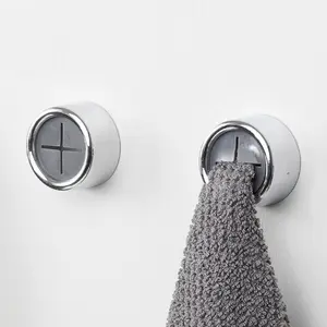 Creative round towel hook with strong adhesive for kitchen wall hanging, no drilling required, traceless adhesive hook