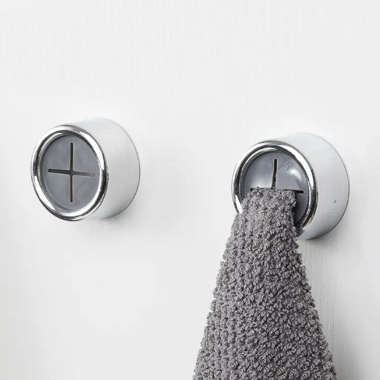 Modern Creative Round ABS Adhesive Towel Hook - Traceless No-Drilling Wall Hanging Organizer, Strong Hold, for Kitchen Bathroom, Bathroom Decor Supplies
