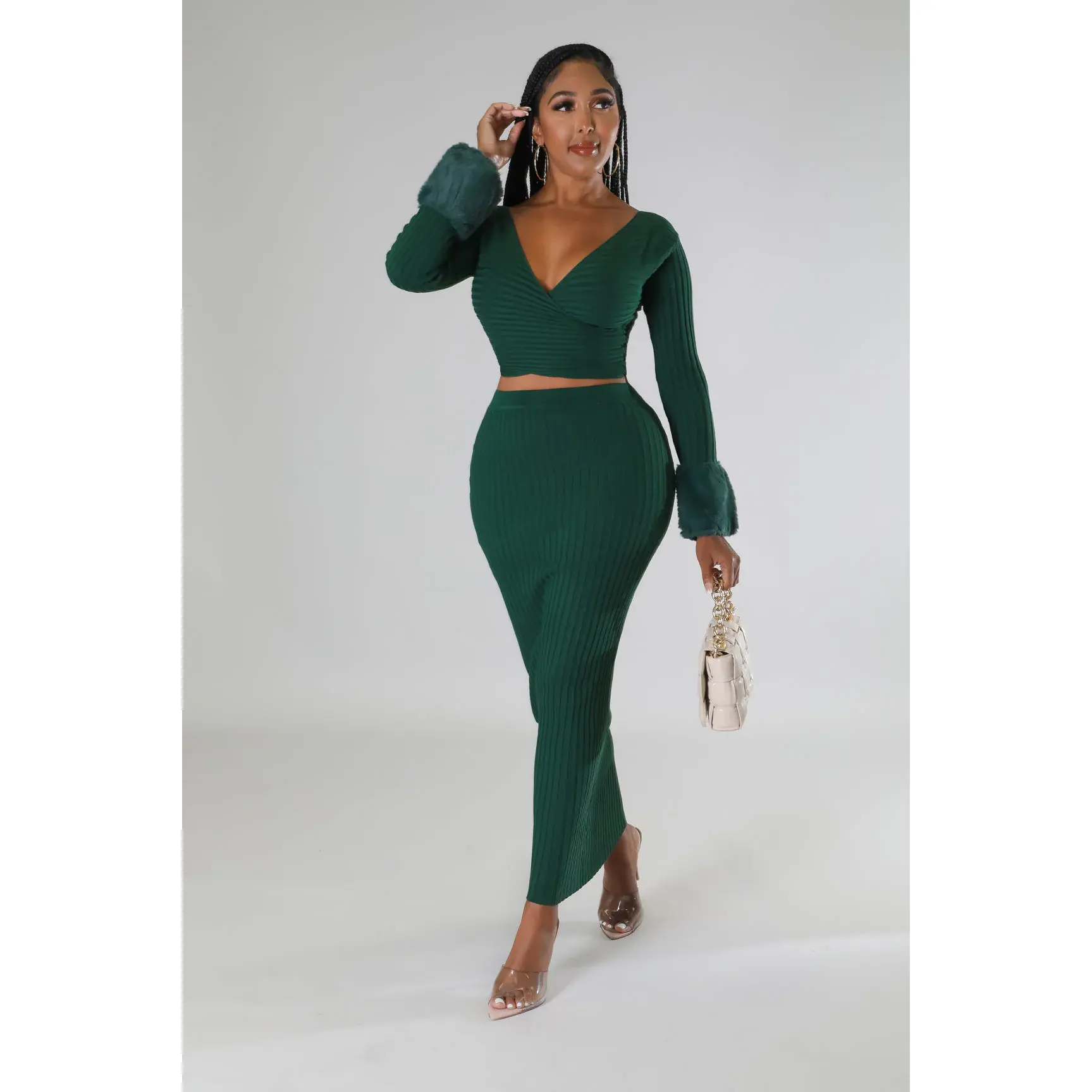 Cozy Vibes - Fur Skirt 2 Piece Set