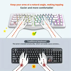 Ergonomic Split Keyboard with Wrist Rest, Full-Size Wired Ergonomic Keyboard for Left Right Hand Typing, USB C Wired Split Keyboard Compatible with Windows Mac, Volume Wheel Included