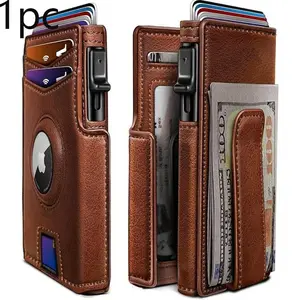 Men's Ultra-Thin Dual-Fold Wallet with Credit Card Holder, Money Clip, ID Window, RFID Blocking, Genuine Leather, Minimalist Design RFID Blocking Bifold