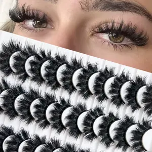 20 pairs of one-piece dense false eyelashes, lightweight natural curly strip eyelash set, suitable for eye makeup and extensions, three-dimensional curled long big eye fluffy eyelashes, suitable for parties, gatherings, and stage makeup