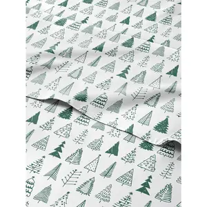 Christmas Tree Sheet Set - Holiday Xmas Pattern Bedding Set - Deep Pockets - Snug Fit - 4 Piece - Wrinkle Free - Cooling Festive Winter - Holiday Sheets for Women, Men, Kids & Teens
