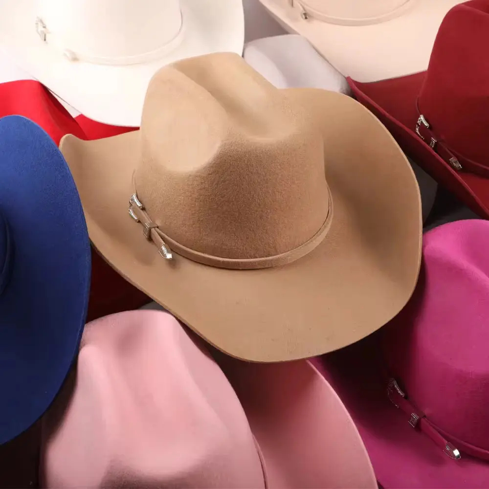 Premium 100% Wool Belted Cowboy Hat – Unisex Wide Brim Western Hat for Burning Man, Festivals & Rodeo Luxury Ranch Style Sun Hat for Men & Women