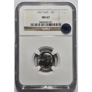 1967 SMS ROOSEVELT DIME (10C) NGC MS 67 Certified Coin