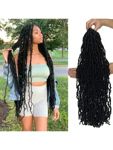 Faux Locs Crochet Hair 36 Inch 8 Pack, Soft Crochet Locs for Butterfly & Goddess Styles, Women Synthetic Braiding Hair Extensions, Faux Locs Braids